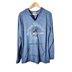 Blue PALM SPRINGS Lightweight Active Casual Sporty Pockets Hoodie SZ XL